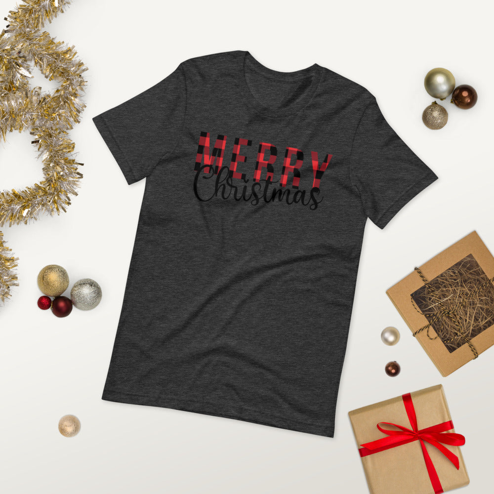 Plaid Merry Christmas Premium Soft Unisex Tee