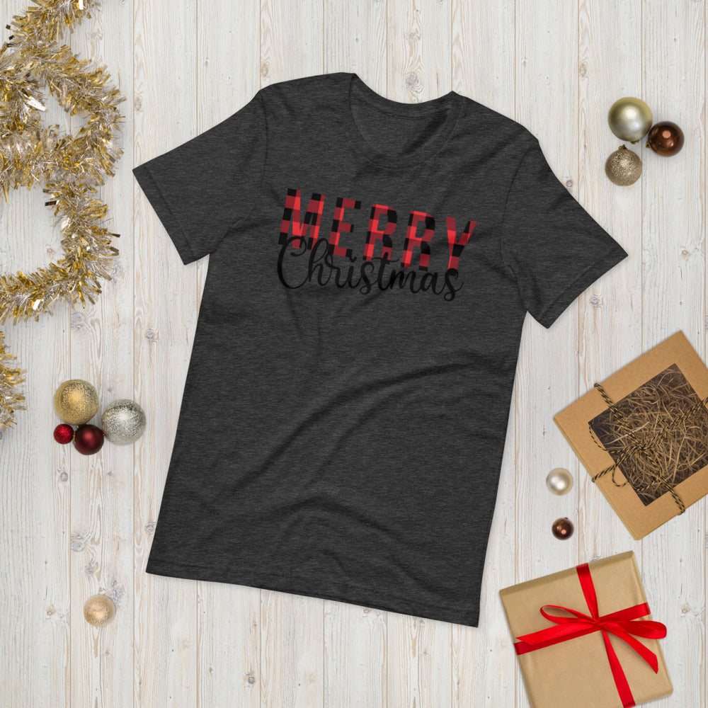 Plaid Merry Christmas Premium Soft Unisex Tee
