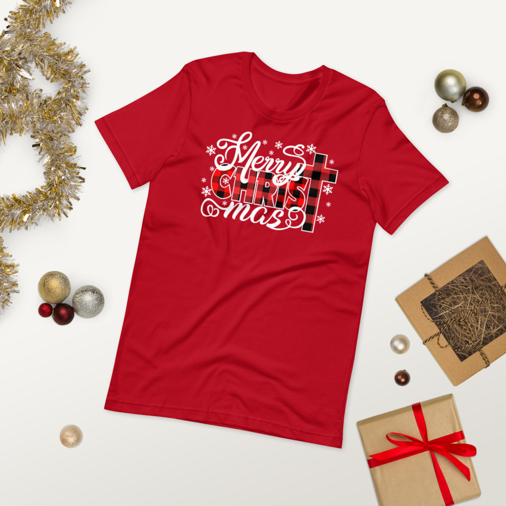 Merry ChrisTmas Plaid Short-Sleeve Unisex T-Shirt