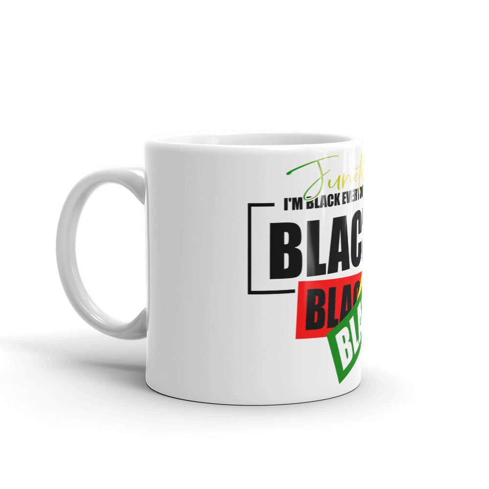 Juneteenth Black Black White Glossy Mug