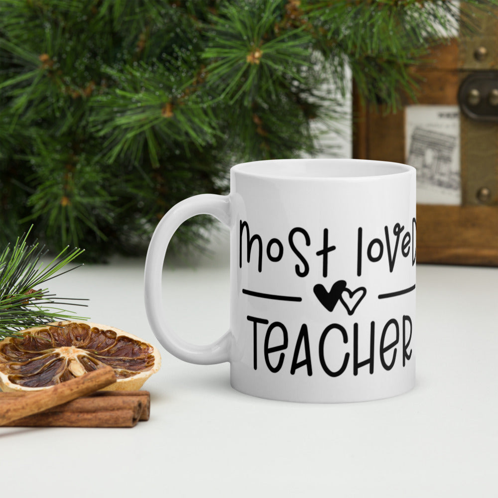 Most Loved Teacher Glossy Mug