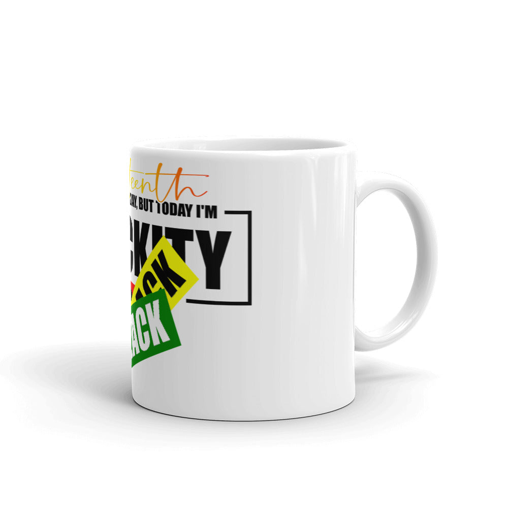 Juneteenth Black Black White Glossy Mug