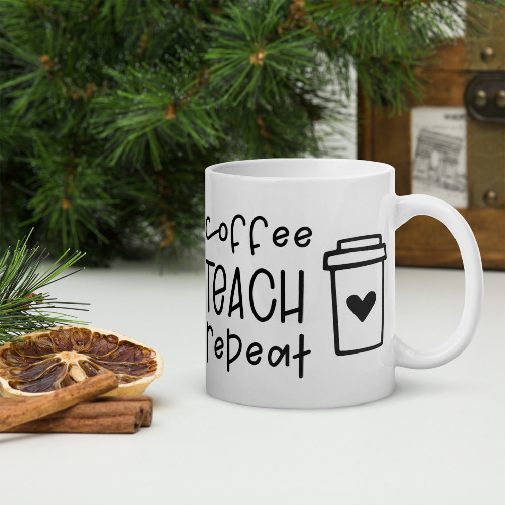 Coffee Teach Repeat Glossy Mug