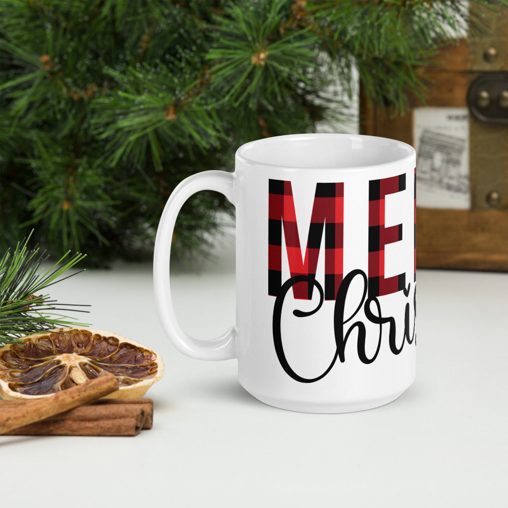 Plaid Merry Christmas Mug