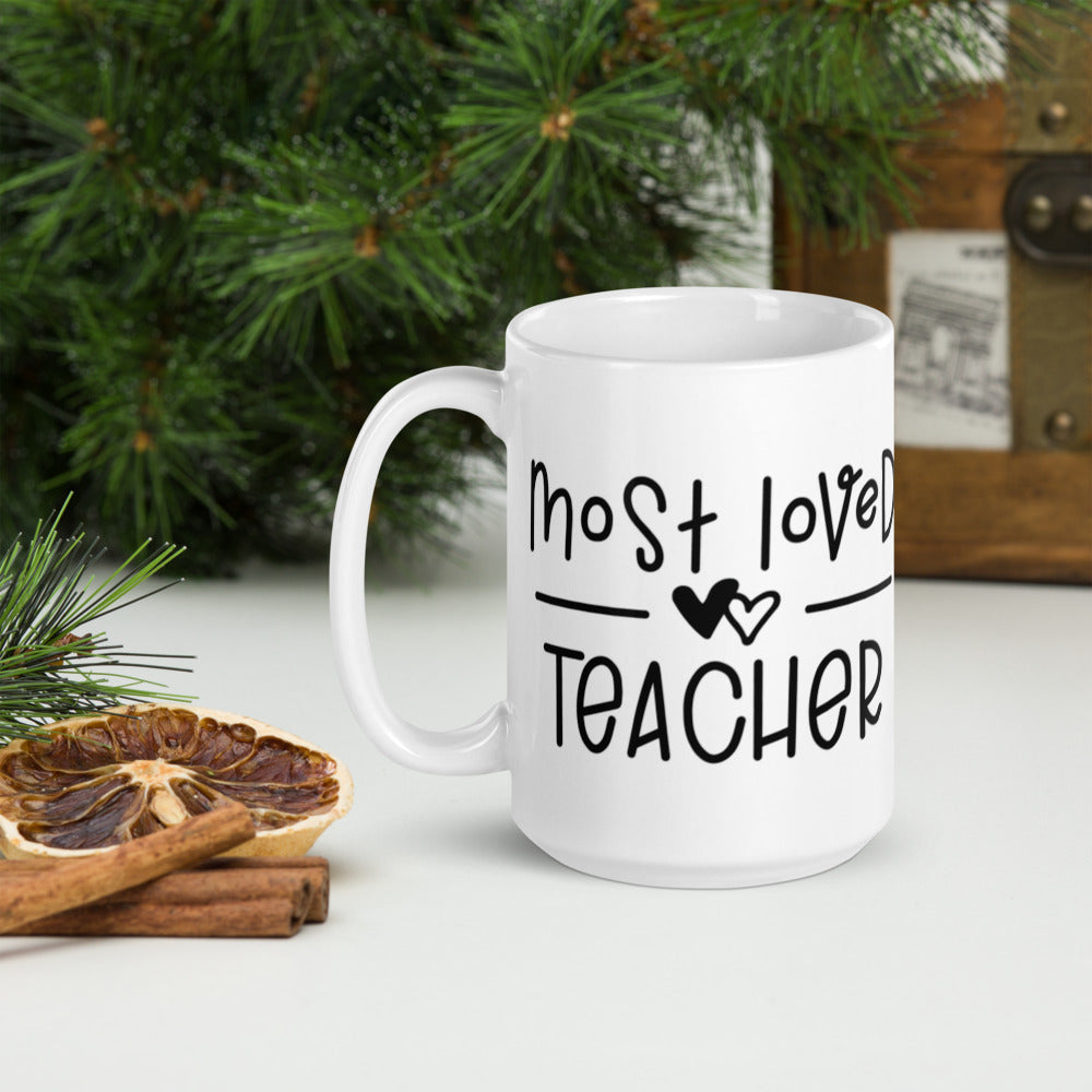 Most Loved Teacher Glossy Mug