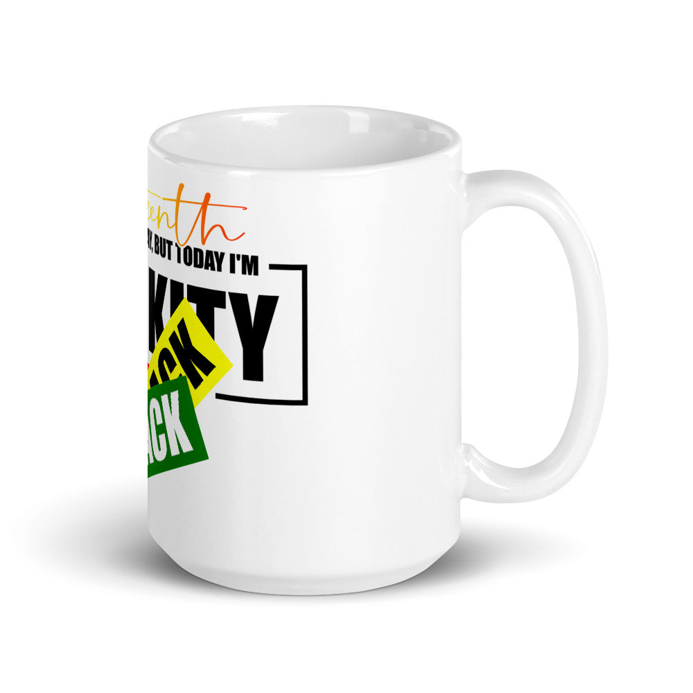 Juneteenth Black Black White Glossy Mug