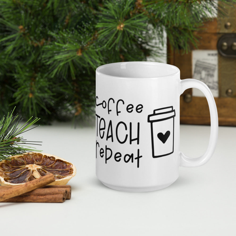Coffee Teach Repeat Glossy Mug