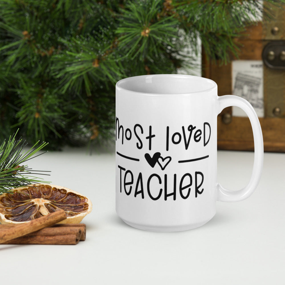 Most Loved Teacher Glossy Mug