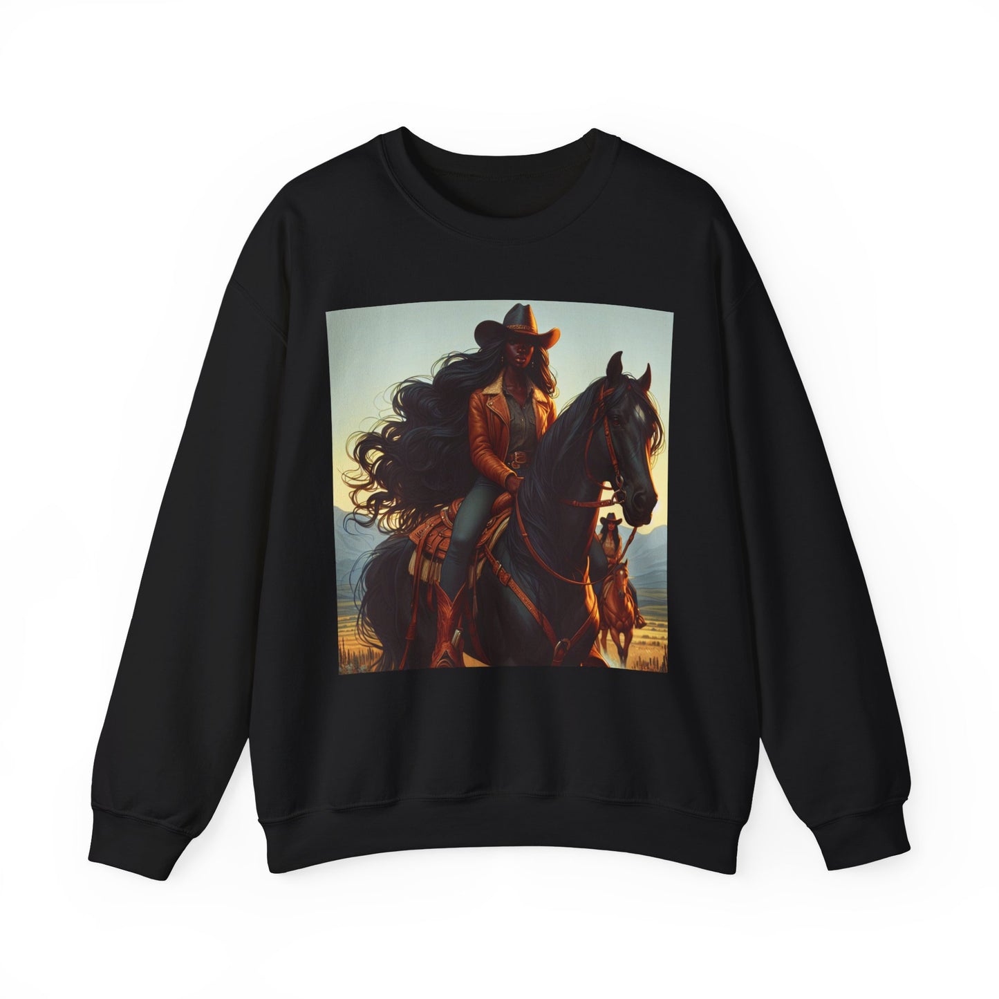 Unisex Black Cowgirl Crewneck Sweatshirt