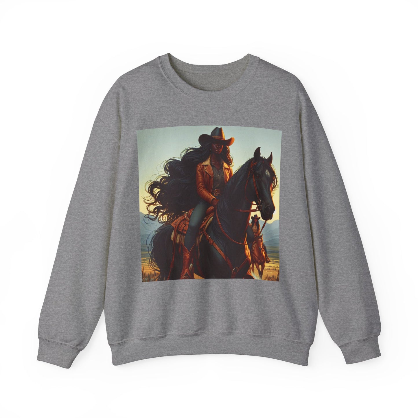 Unisex Black Cowgirl Crewneck Sweatshirt