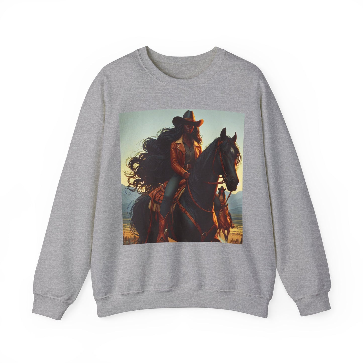 Unisex Black Cowgirl Crewneck Sweatshirt