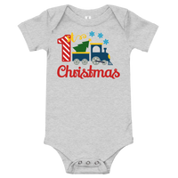1st Christmas Train Premium Soft Onesie - Blue