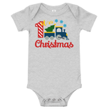 1st Christmas Train Premium Soft Onesie - Blue