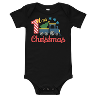 1st Christmas Train Premium Soft Onesie - Blue