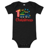 1st Christmas Train Premium Soft Onesie - Blue