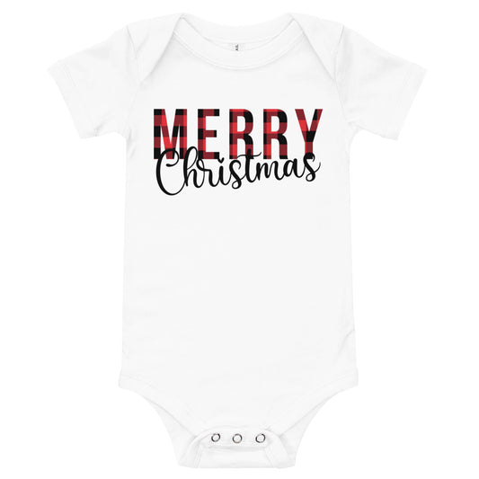 Plaid Merry Christmas Premium Soft Onesie