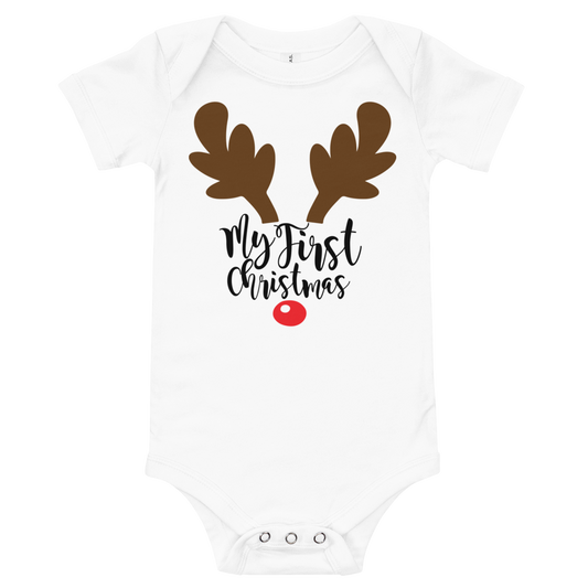 My First Christmas Reindeer Premium Soft Onesie