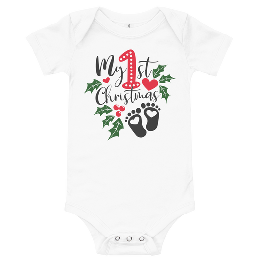 My 1st Christmas Footprints Premium Soft Onesie