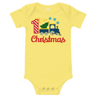 1st Christmas Train Premium Soft Onesie - Blue