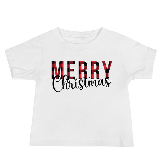 Plaid Merry Christmas Premium Soft Baby Tee