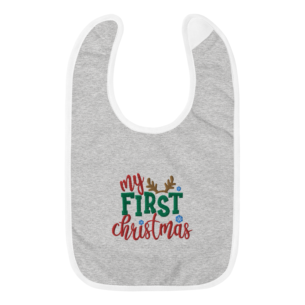 My First Christmas Embroidered Baby Bib