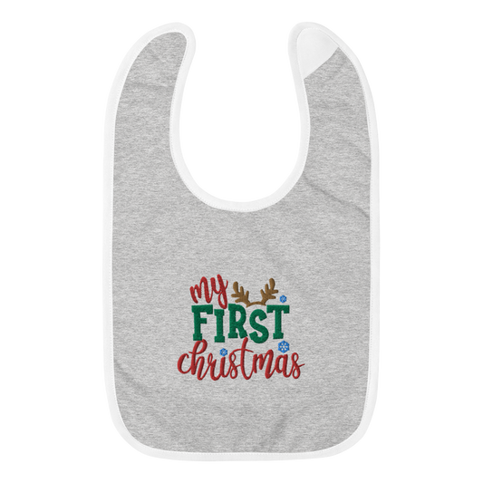 My First Christmas Embroidered Baby Bib