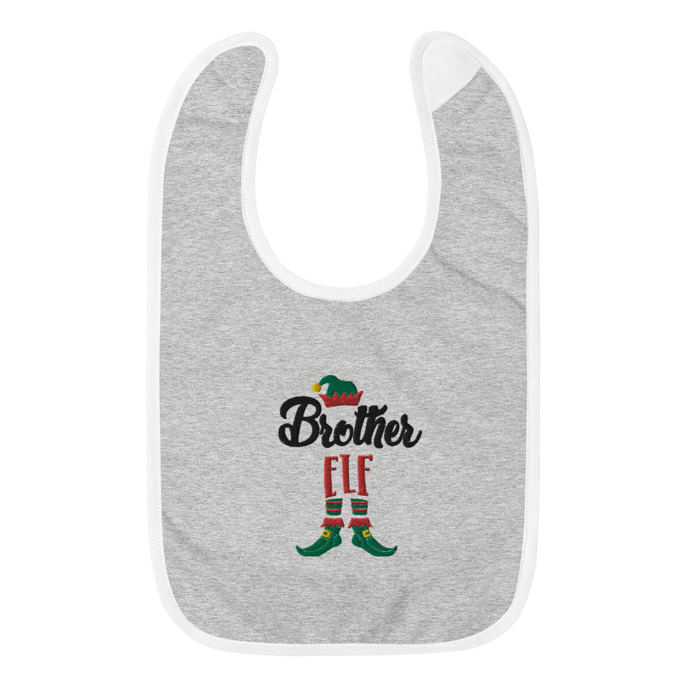 Brother Elf Embroidered Baby Bib