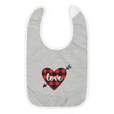 Plaid Heart Embroidered Baby Bib