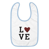 Plaid Love Embroidered Baby Bib