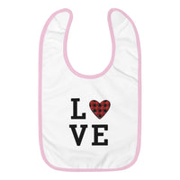 Plaid Love Embroidered Baby Bib