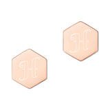 Personalized Engraved Hexagon Stud Earrings