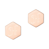 Personalized Engraved Hexagon Stud Earrings