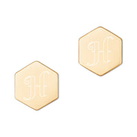 Personalized Engraved Hexagon Stud Earrings