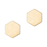 Personalized Engraved Hexagon Stud Earrings