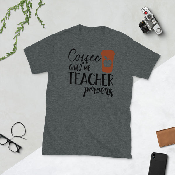 Coffee Gives Me Teacher Powers Softstyle Unisex Tee
