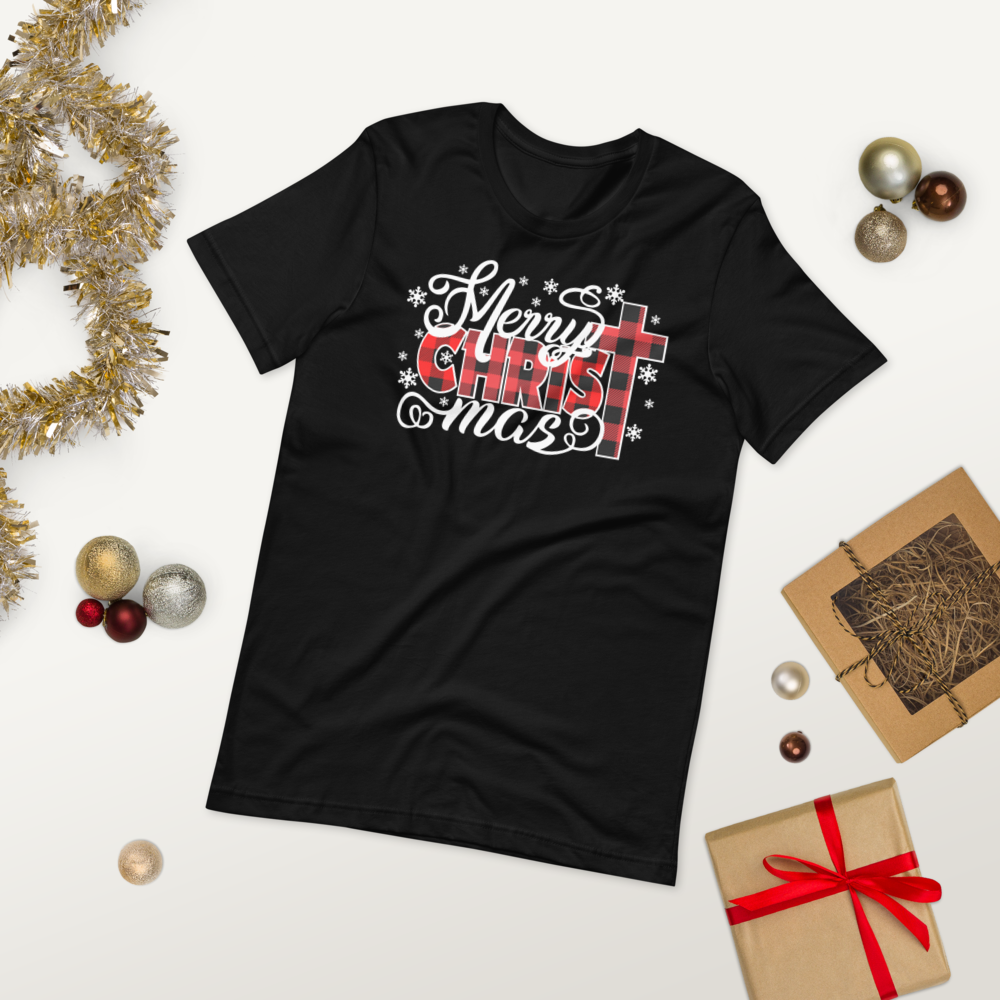 Merry ChrisTmas Plaid Short-Sleeve Unisex T-Shirt