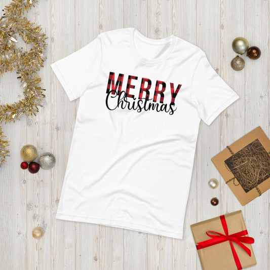 Plaid Merry Christmas Premium Soft Unisex Tee