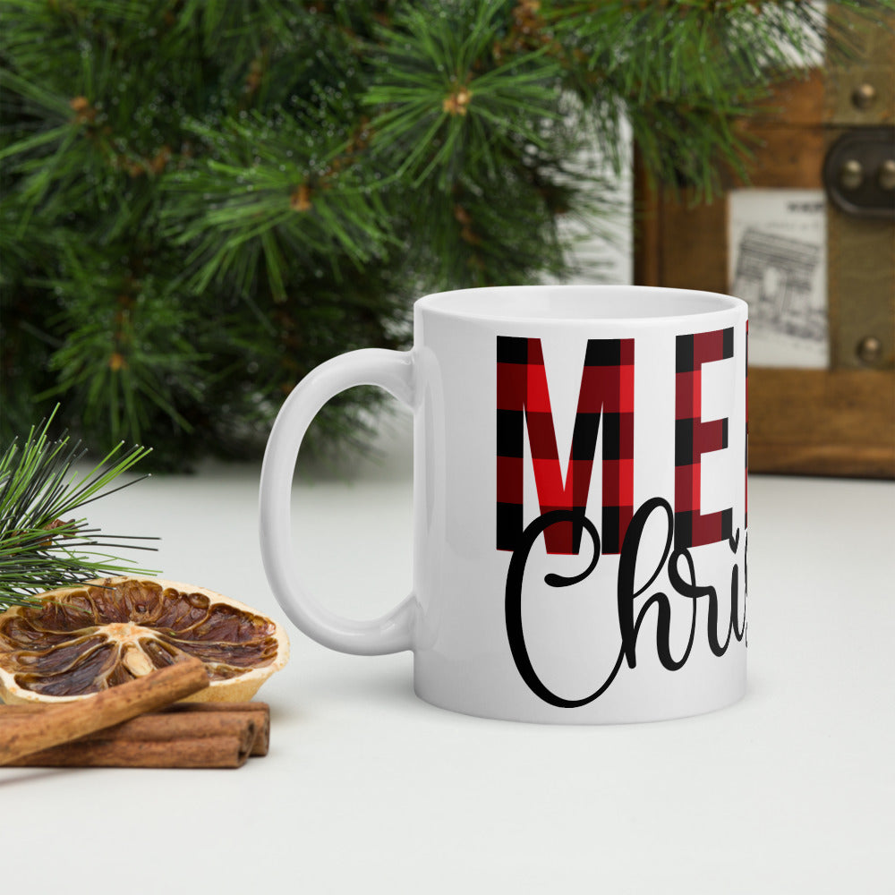 Plaid Merry Christmas Mug