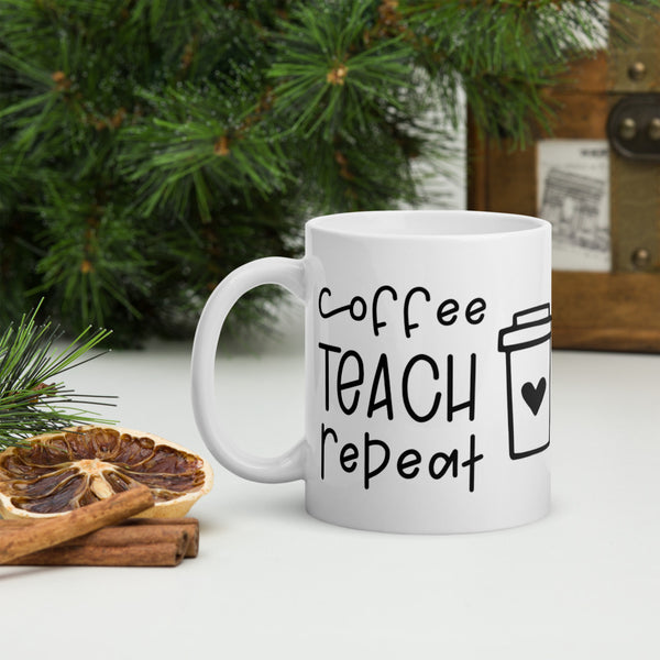 Coffee Teach Repeat Glossy Mug
