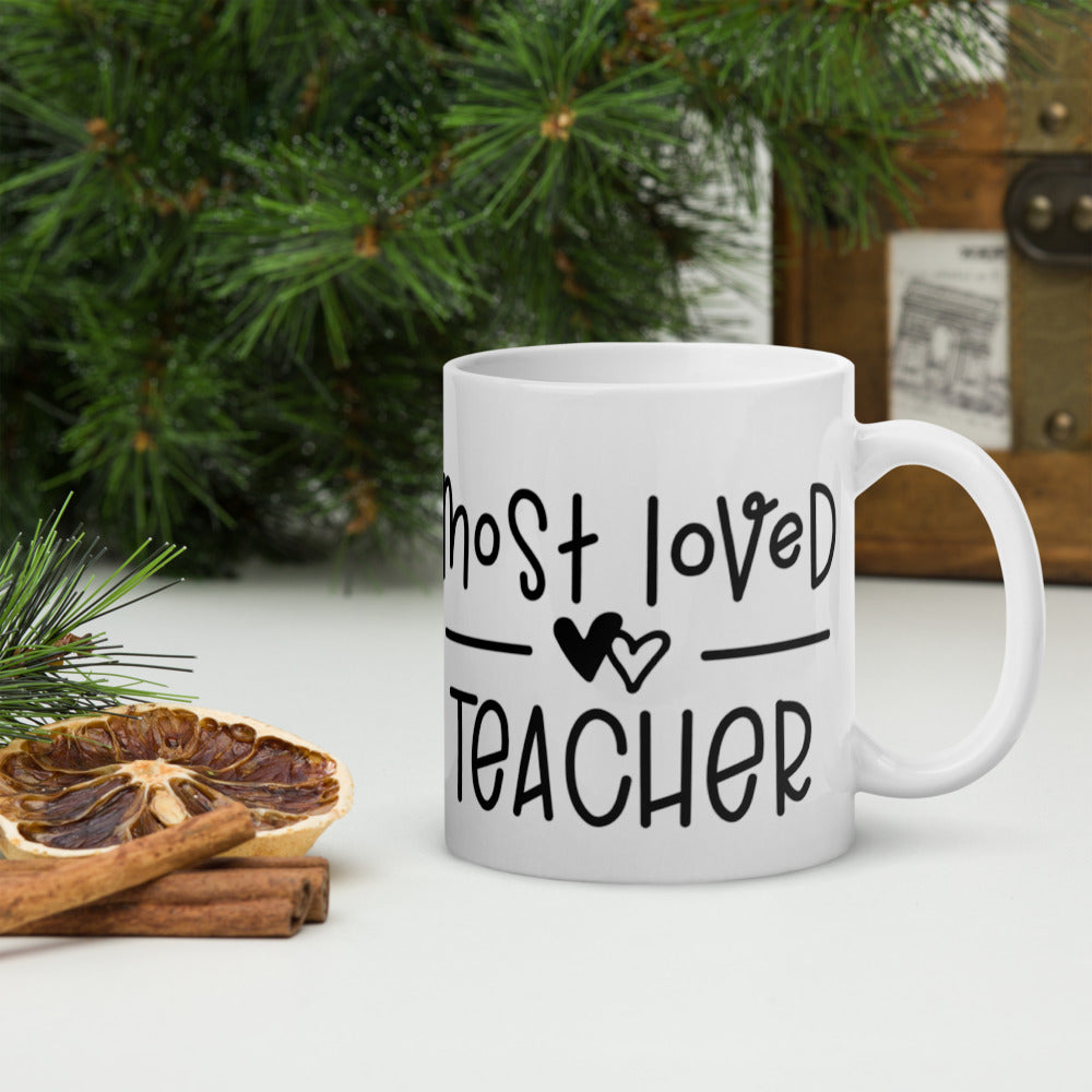 Most Loved Teacher Glossy Mug